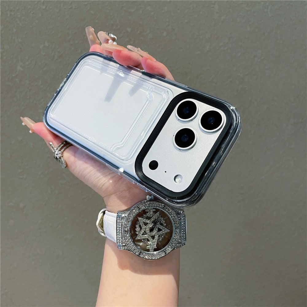Til iPhone 17 Pro Max Gennemsigtigt Cover med Gennemsigtig Kortholder Stødsikkert PC TPU Beskyttelsescover