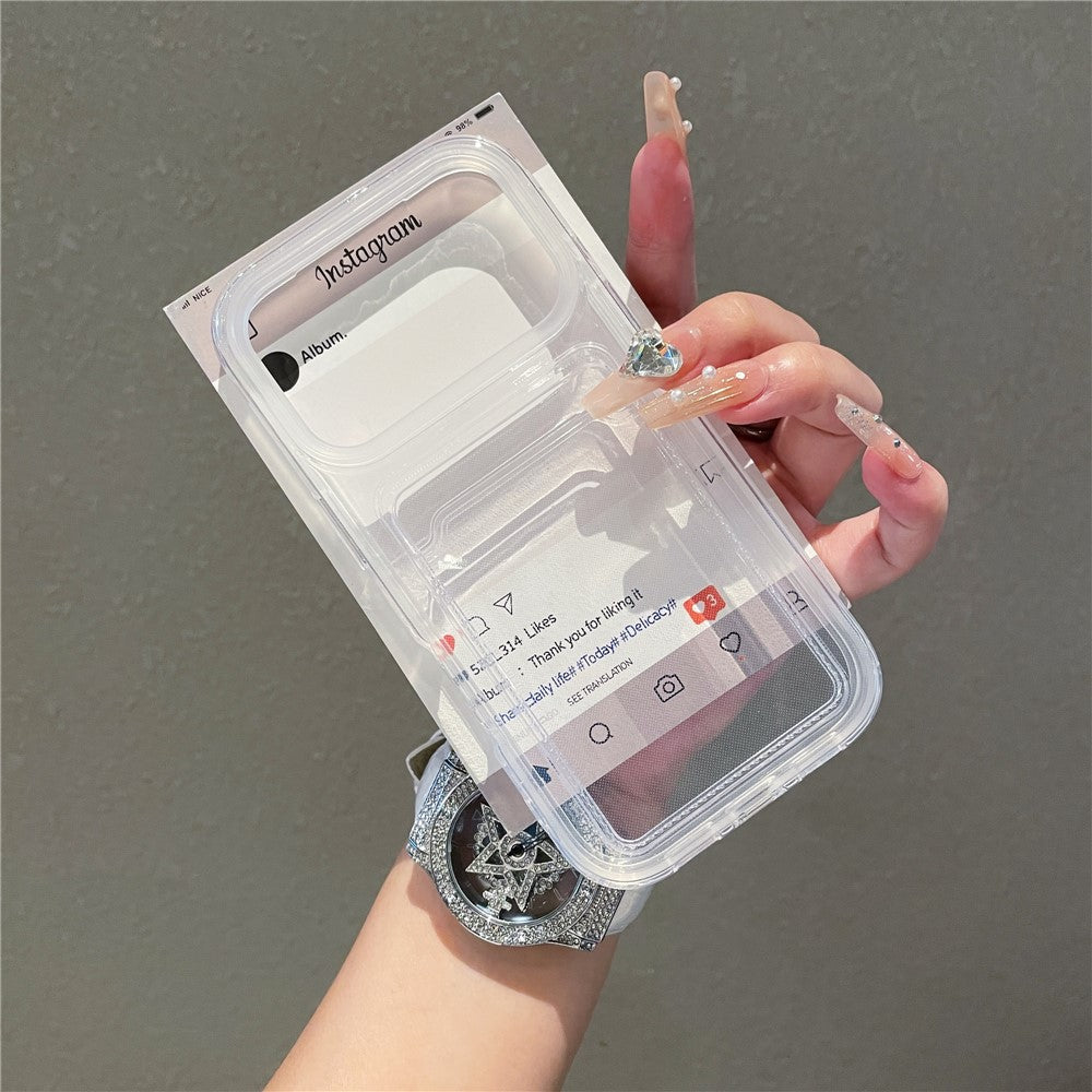 Til iPhone 17 Pro Max Gennemsigtigt Cover med Gennemsigtig Kortholder Stødsikkert PC TPU Beskyttelsescover