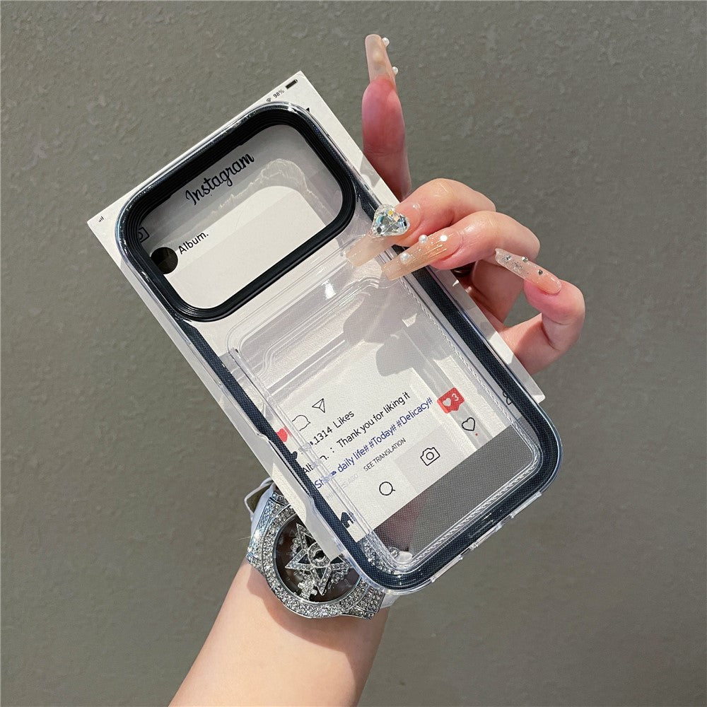 Til iPhone 17 Pro Max Gennemsigtigt Cover med Gennemsigtig Kortholder Stødsikkert PC TPU Beskyttelsescover