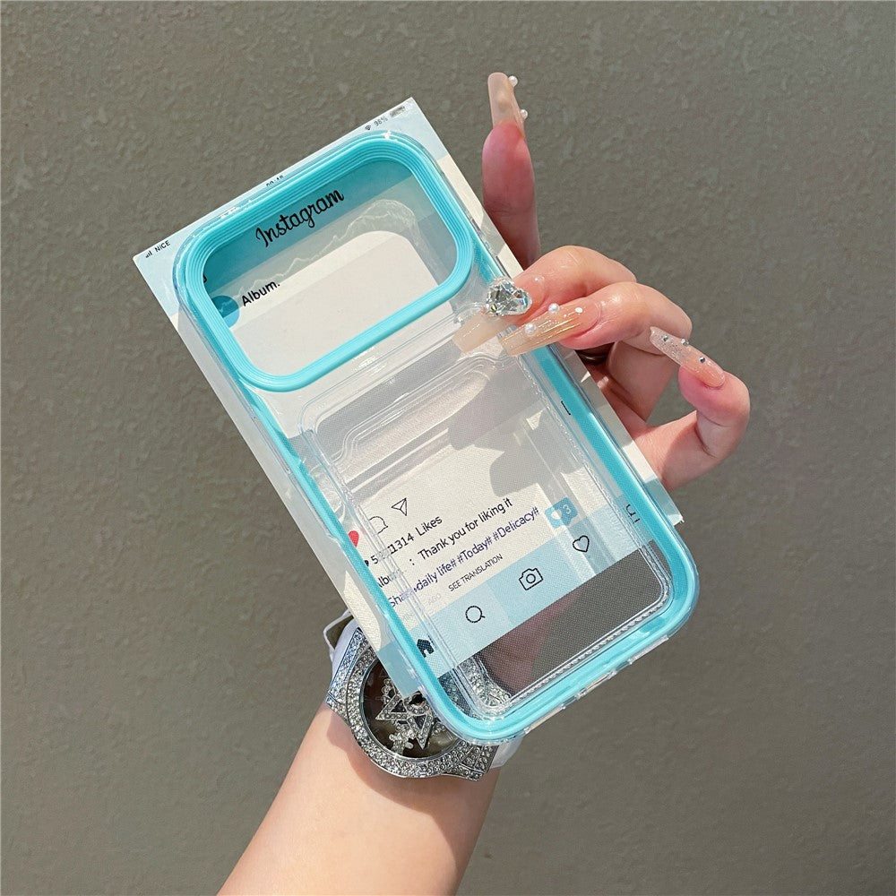 Til iPhone 17 Pro Max Gennemsigtigt Cover med Gennemsigtig Kortholder Stødsikkert PC TPU Beskyttelsescover