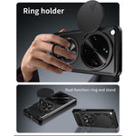 For Oppo Find X9 Ultra 5G Magnetic Case Ring Holder Foldable Kickstand TPU PC Phone Cover with Camera Lens Slider