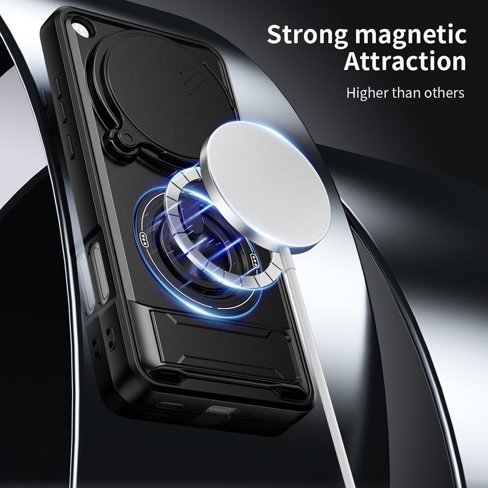 For Oppo Find X9 Ultra 5G Magnetic Case Ring Holder Foldable Kickstand TPU PC Phone Cover with Camera Lens Slider