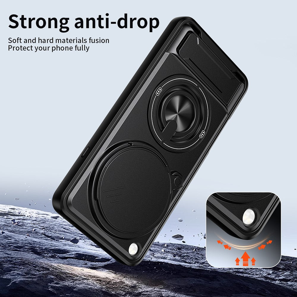 For Oppo Find X9 Ultra 5G Magnetic Case Ring Holder Foldable Kickstand TPU PC Phone Cover with Camera Lens Slider