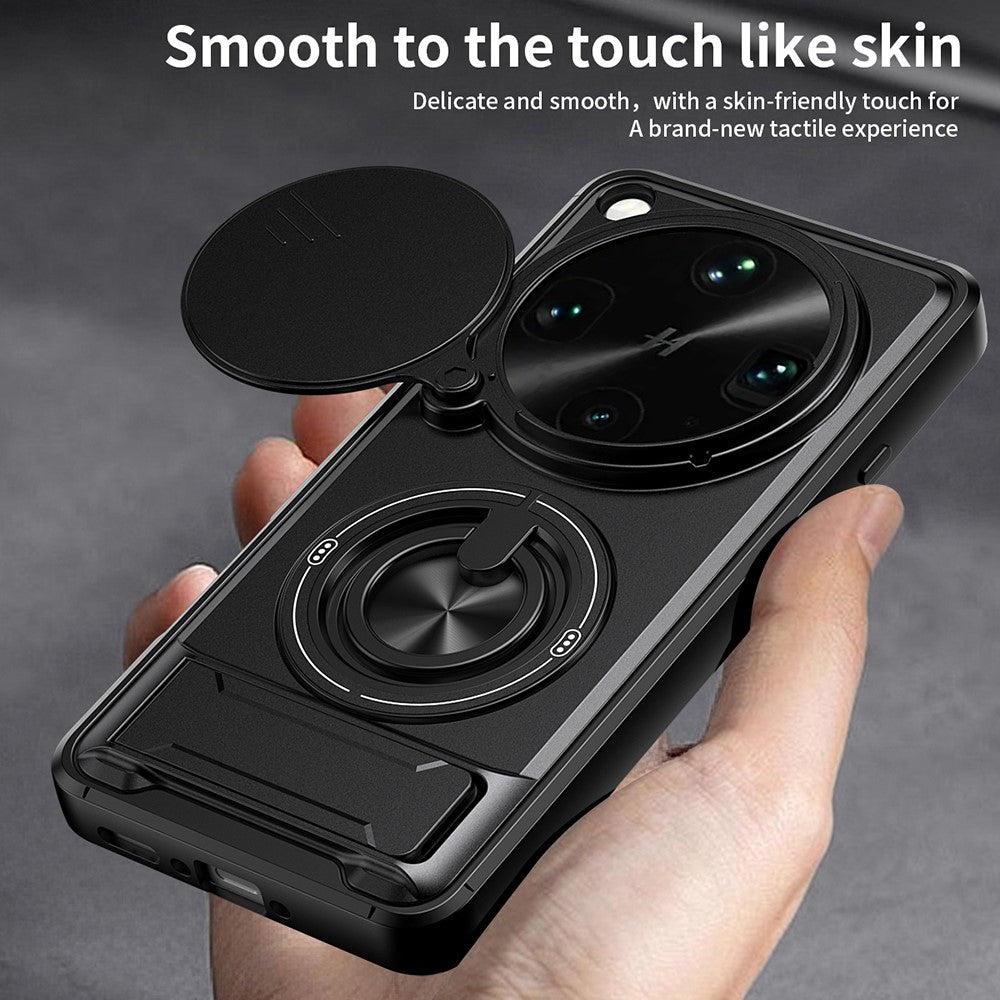 For Oppo Find X9 Ultra 5G Magnetic Case Ring Holder Foldable Kickstand TPU PC Phone Cover with Camera Lens Slider