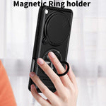 For Oppo Find X9 Ultra 5G Magnetic Case Ring Holder Foldable Kickstand TPU PC Phone Cover with Camera Lens Slider