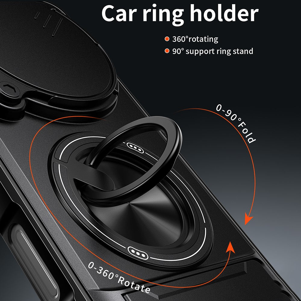 For Oppo Find X9 Ultra 5G Magnetic Case Ring Holder Foldable Kickstand TPU PC Phone Cover with Camera Lens Slider