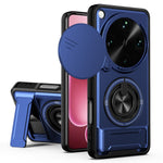 For Oppo Find X9 Ultra 5G Magnetic Case Ring Holder Foldable Kickstand TPU PC Phone Cover with Camera Lens Slider