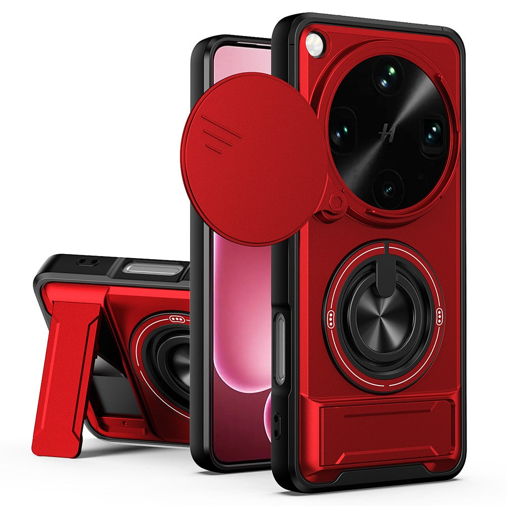 For Oppo Find X9 Ultra 5G Magnetic Case Ring Holder Foldable Kickstand TPU PC Phone Cover with Camera Lens Slider