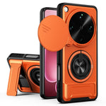 For Oppo Find X9 Ultra 5G Magnetic Case Ring Holder Foldable Kickstand TPU PC Phone Cover with Camera Lens Slider