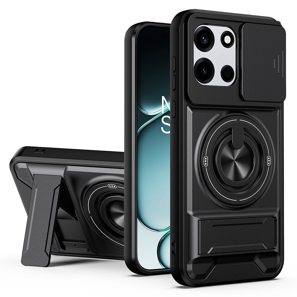 Magnetiskt fodral för OnePlus Nord CE6 5G / Nord 6 5G / Turbo 6V 5G / Turbo 6 5G ringhållare vikbart stativ TPU PC mobilskal med kameralinsreglage