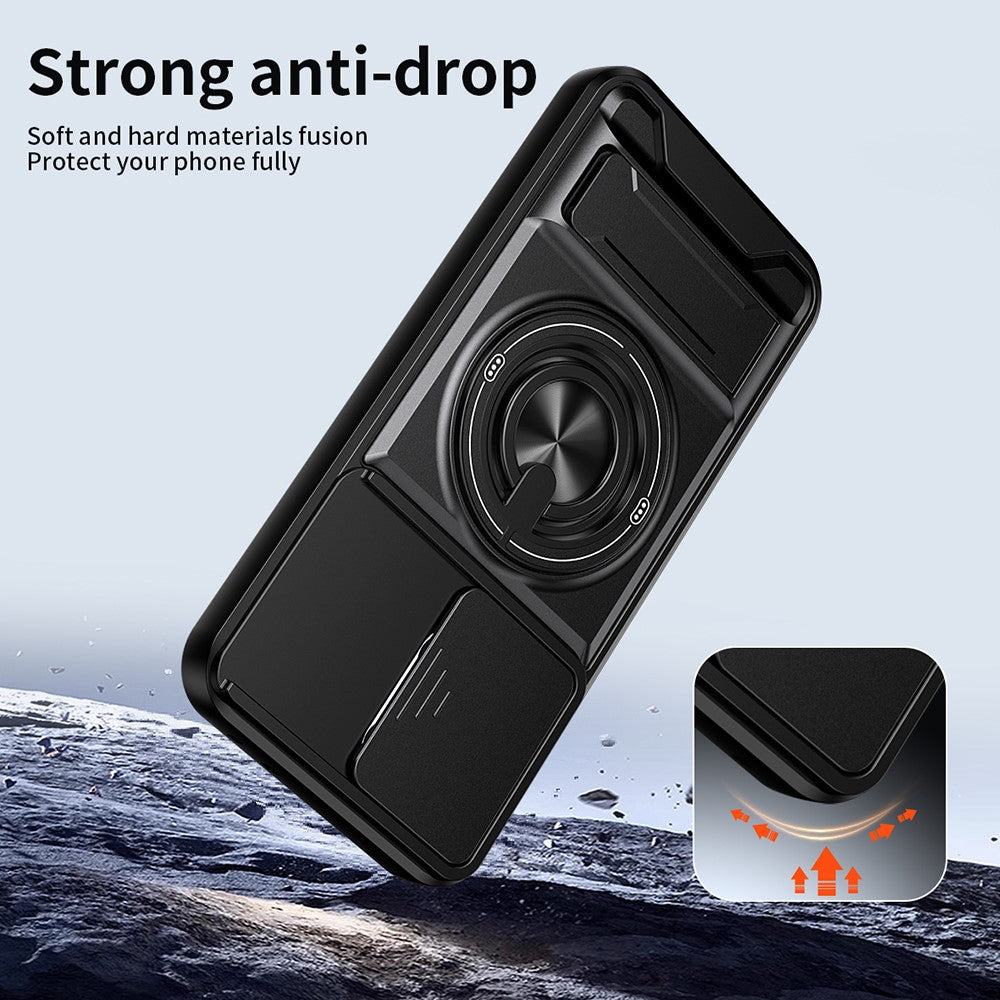 Magnetiskt fodral för OnePlus Nord CE6 5G / Nord 6 5G / Turbo 6V 5G / Turbo 6 5G ringhållare vikbart stativ TPU PC mobilskal med kameralinsreglage