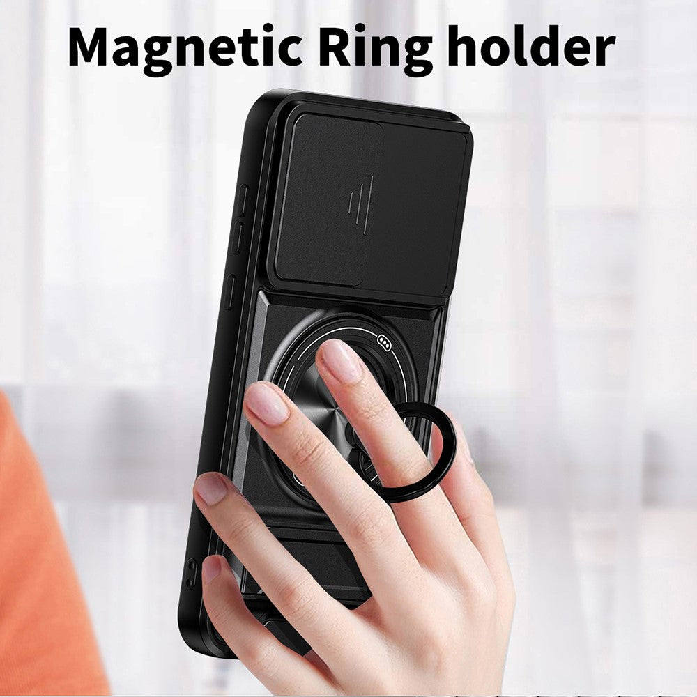 Magnetiskt fodral för OnePlus Nord CE6 5G / Nord 6 5G / Turbo 6V 5G / Turbo 6 5G ringhållare vikbart stativ TPU PC mobilskal med kameralinsreglage