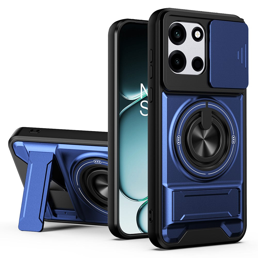 Magnetiskt fodral för OnePlus Nord CE6 5G / Nord 6 5G / Turbo 6V 5G / Turbo 6 5G ringhållare vikbart stativ TPU PC mobilskal med kameralinsreglage