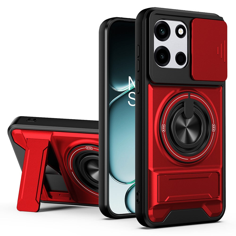 Magnetiskt fodral för OnePlus Nord CE6 5G / Nord 6 5G / Turbo 6V 5G / Turbo 6 5G ringhållare vikbart stativ TPU PC mobilskal med kameralinsreglage