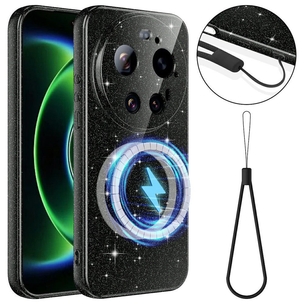 For Xiaomi 17 Ultra 5G Magnetic Case Glitter TPU Shockproof Phone Cover with Lanyard