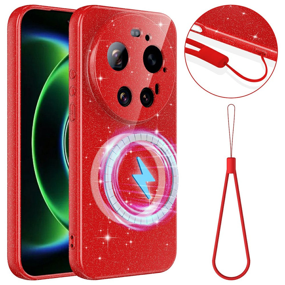 For Xiaomi 17 Ultra 5G Magnetic Case Glitter TPU Shockproof Phone Cover with Lanyard