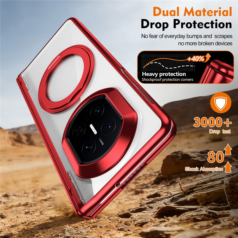 For Huawei Mate X7 Case 360° Rotating Alloy Kickstand Hinge Protection Shockproof Cover with Glass Film