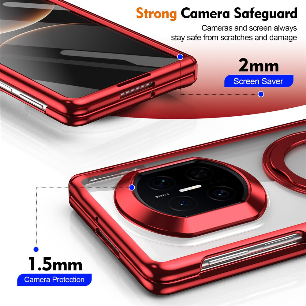 For Huawei Mate X7 Case 360° Rotating Alloy Kickstand Hinge Protection Shockproof Cover with Glass Film