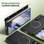 Til Samsung Galaxy Z Fold6 5G Foldbar Taske 360° Roterende Legeret Støtteben Hængselbeskyttelse Stødsikkert Cover med Glasfilm
