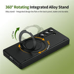 Til Samsung Galaxy Z Fold6 5G Foldbar Taske 360° Roterende Legeret Støtteben Hængselbeskyttelse Stødsikkert Cover med Glasfilm