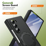Til Samsung Galaxy Z Fold6 5G Foldbar Taske 360° Roterende Legeret Støtteben Hængselbeskyttelse Stødsikkert Cover med Glasfilm