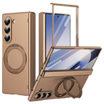 Til Samsung Galaxy Z Fold6 5G Foldbar Taske 360° Roterende Legeret Støtteben Hængselbeskyttelse Stødsikkert Cover med Glasfilm