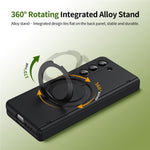 Samsung Galaxy Z Fold5 5G Vikbart Skal 360° Roterande Legering Stöd Gångjärnsskydd Stötsäkert Skal med Glasfilm