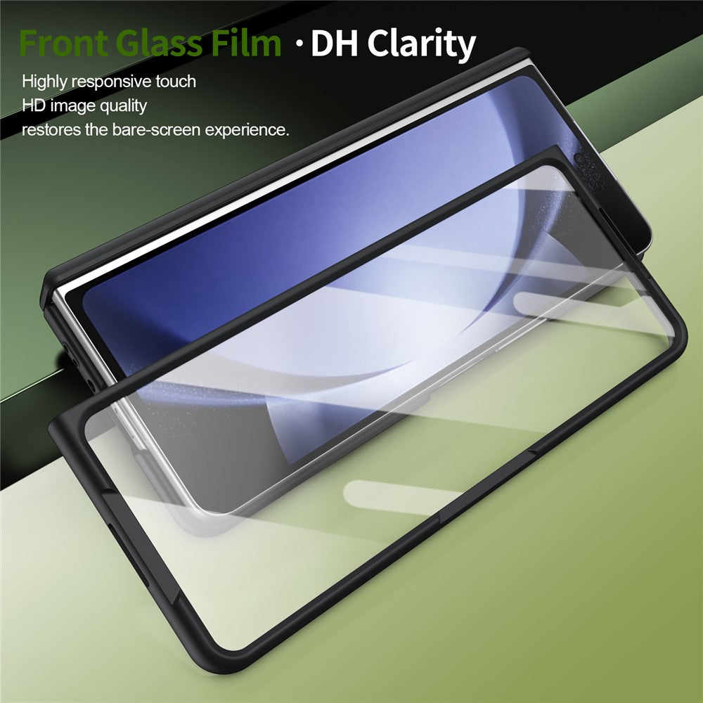 Samsung Galaxy Z Fold5 5G Vikbart Skal 360° Roterande Legering Stöd Gångjärnsskydd Stötsäkert Skal med Glasfilm