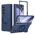 Samsung Galaxy Z Fold5 5G Vikbart Skal 360° Roterande Legering Stöd Gångjärnsskydd Stötsäkert Skal med Glasfilm