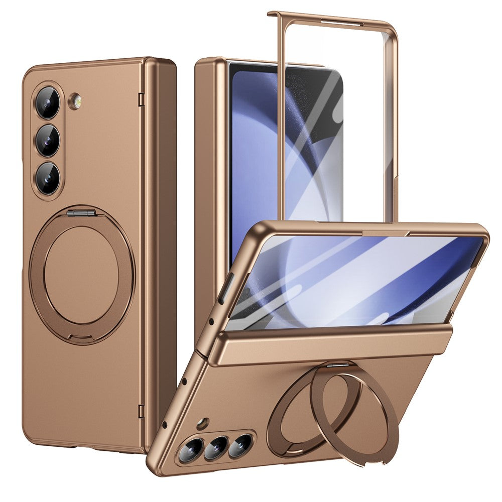 Samsung Galaxy Z Fold5 5G Vikbart Skal 360° Roterande Legering Stöd Gångjärnsskydd Stötsäkert Skal med Glasfilm