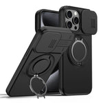 For iPhone 12 Pro Max  /  13 Pro Max Case Magnetic Case Ring Kickstand Slide Camera Cover TPU PC Hybrid Phone Shell