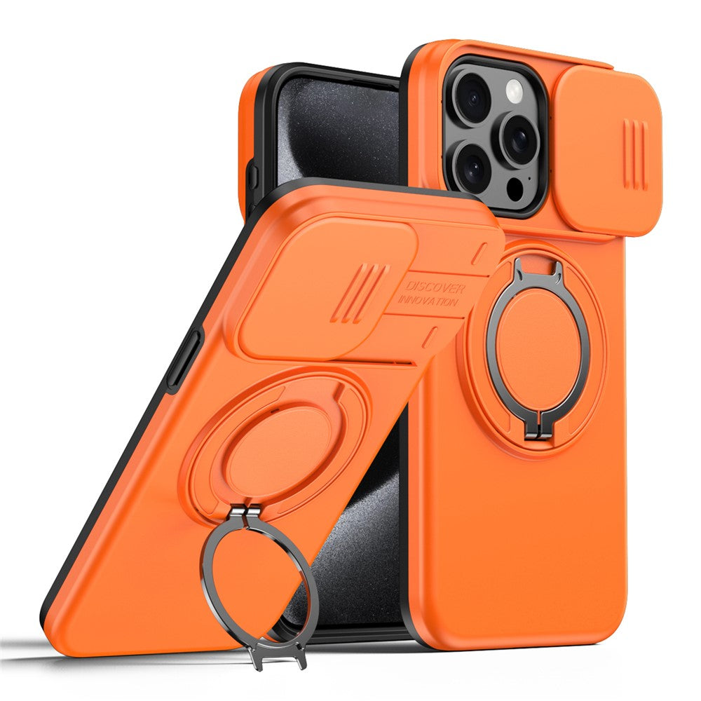 For iPhone 12 Pro Max  /  13 Pro Max Case Magnetic Case Ring Kickstand Slide Camera Cover TPU PC Hybrid Phone Shell