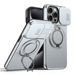 For iPhone 12 Pro Max  /  13 Pro Max Case Magnetic Case Ring Kickstand Slide Camera Cover TPU PC Hybrid Phone Shell