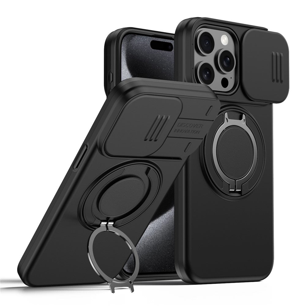 For iPhone 14 Pro Case Magnetic Case Ring Kickstand Slide Camera Cover TPU PC Hybrid Phone Shell