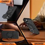 For iPhone 14 Pro Case Magnetic Case Ring Kickstand Slide Camera Cover TPU PC Hybrid Phone Shell