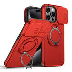 For iPhone 14 Pro Case Magnetic Case Ring Kickstand Slide Camera Cover TPU PC Hybrid Phone Shell