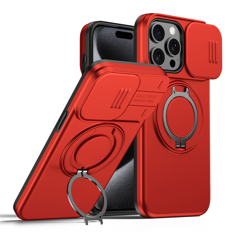 For iPhone 14 Pro Case Magnetic Case Ring Kickstand Slide Camera Cover TPU PC Hybrid Phone Shell