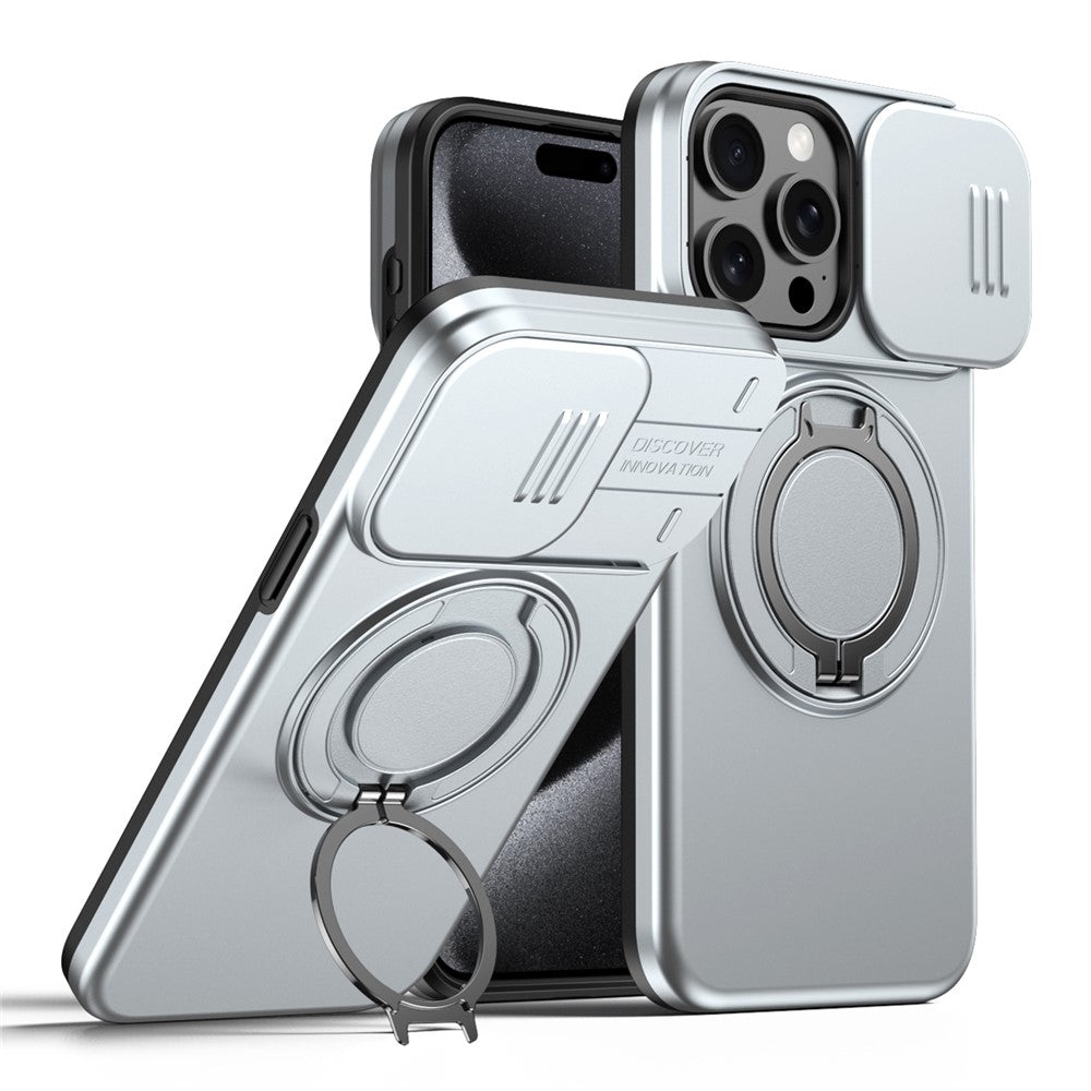 For iPhone 14 Pro Case Magnetic Case Ring Kickstand Slide Camera Cover TPU PC Hybrid Phone Shell