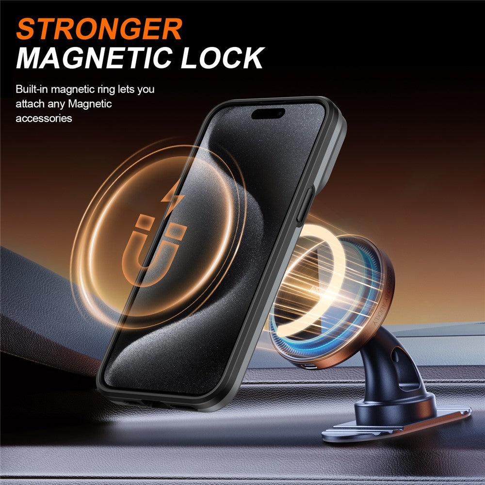 iPhone 15 Pro Hybridskal med Ringställ & Kameraskydd - Silver