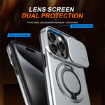 iPhone 15 Pro Hybridskal med Ringställ & Kameraskydd - Silver