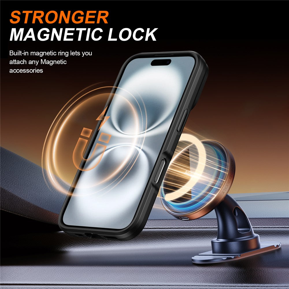 For iPhone 16 Case Magnetic Case Ring Kickstand Slide Camera Cover TPU PC Hybrid Phone Shell