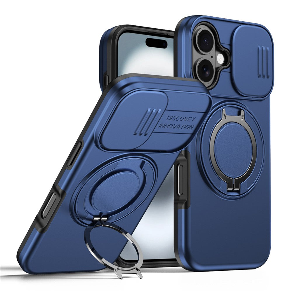 iPhone 16 skal Magnetiskt skal Ringstativ Skjutkameraskydd TPU PC Hybrid mobilskal