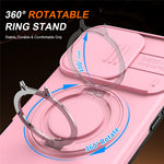 iPhone 16 Pro Max Hybridskal med Ringställ & Kameraskydd - Rosa