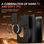 For Samsung Galaxy A35 5G Case Magnetic Case Ring Kickstand Slide Camera Cover TPU PC Hybrid Phone Shell