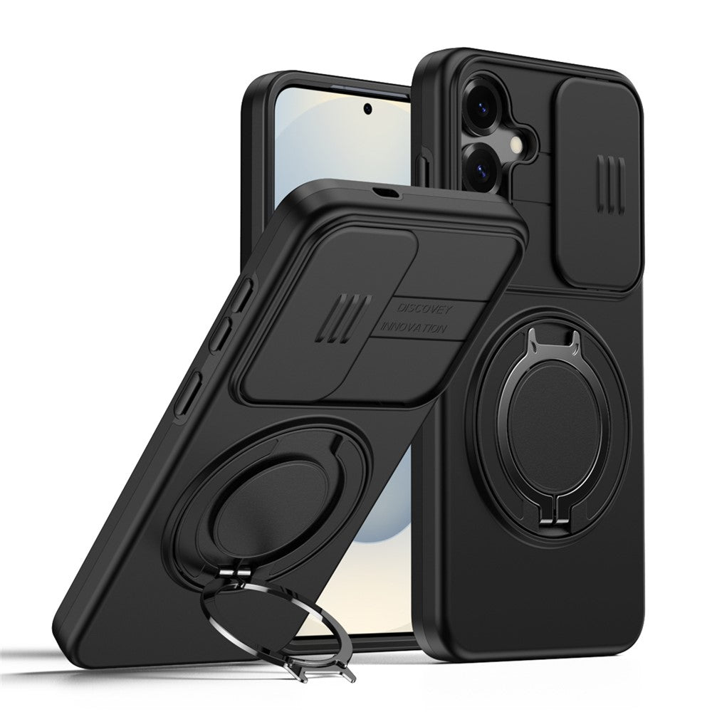 Til Samsung Galaxy A55 5G Cover Magnetisk Cover Ring Kickstand Skyde Kamera Cover TPU PC Hybrid Telefon Etui