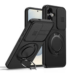 Til Samsung Galaxy A55 5G Cover Magnetisk Cover Ring Kickstand Skyde Kamera Cover TPU PC Hybrid Telefon Etui
