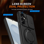 Til Samsung Galaxy A55 5G Cover Magnetisk Cover Ring Kickstand Skyde Kamera Cover TPU PC Hybrid Telefon Etui