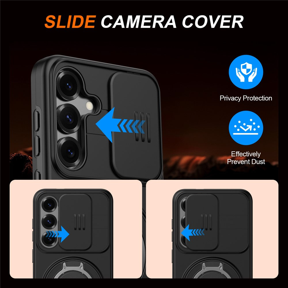 Til Samsung Galaxy A55 5G Cover Magnetisk Cover Ring Kickstand Skyde Kamera Cover TPU PC Hybrid Telefon Etui