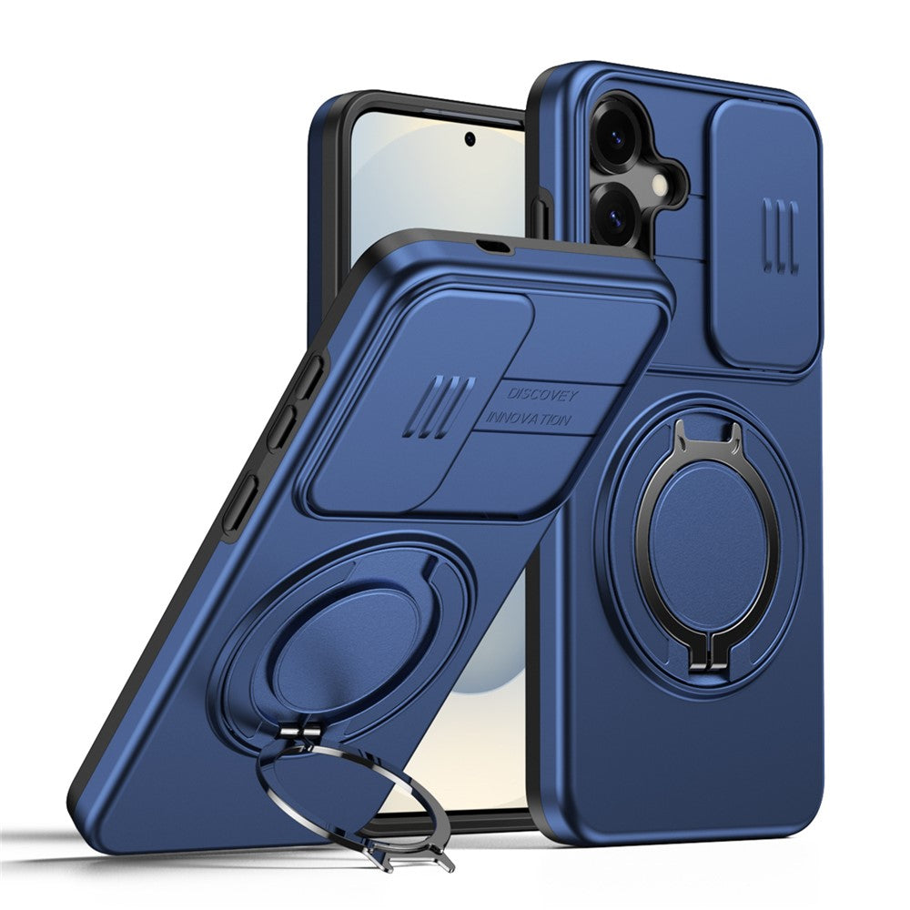 Til Samsung Galaxy A55 5G Cover Magnetisk Cover Ring Kickstand Skyde Kamera Cover TPU PC Hybrid Telefon Etui