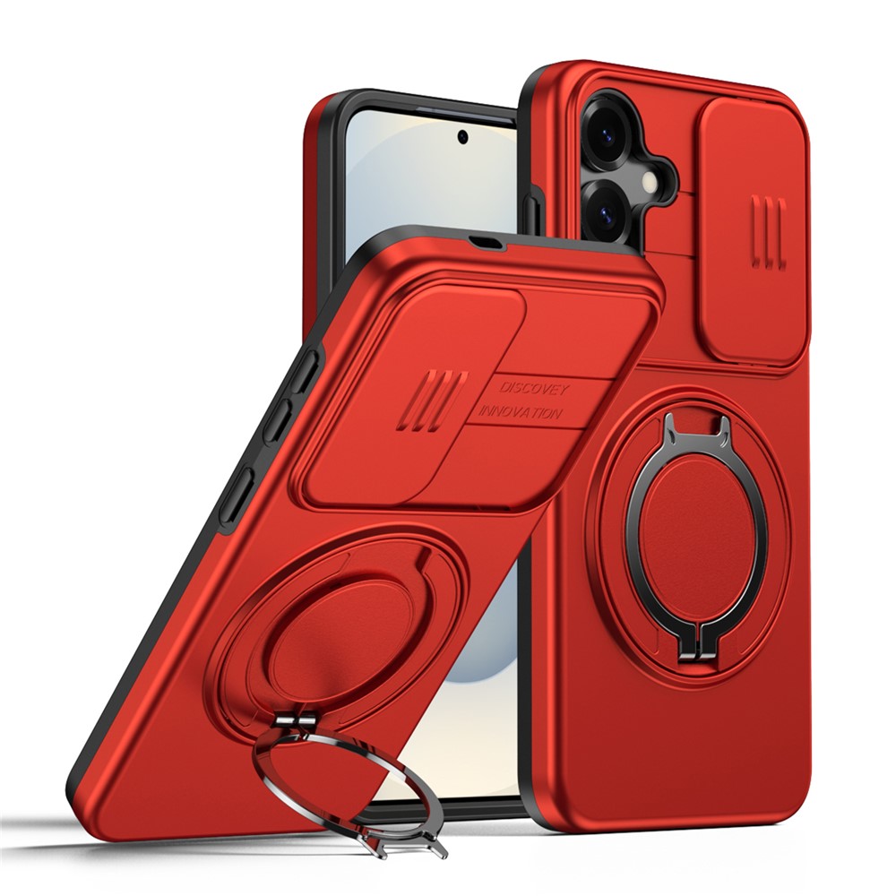 Til Samsung Galaxy A55 5G Cover Magnetisk Cover Ring Kickstand Skyde Kamera Cover TPU PC Hybrid Telefon Etui